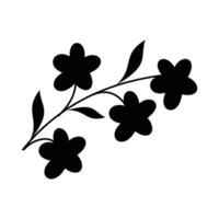 süß Blume Ast mit Blätter isoliert Symbol Vektor Illustration Design. Silhouette von ein Blume mit mehrere Blätter. natürlich und Pflanze Design Elemente