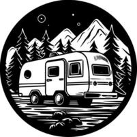 Camping, schwarz und Weiß Vektor Illustration