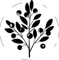 Eukalyptus - - schwarz und Weiß isoliert Symbol - - Vektor Illustration