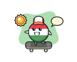 Ungarn Flagge Abzeichen Charakter Illustration Fahren Sie ein Skateboard vektor