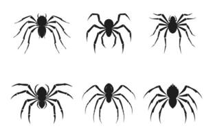 Spindel silhuetter vektor ClipArt fri, skrämmande Spindel svart silhuett uppsättning