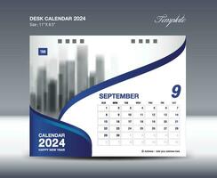 September 2024 - - Kalender 2024 Vorlage Vektor, Schreibtisch Kalender 2024 Design, Mauer Kalender Vorlage, Planer, Poster, Design Fachmann Kalender Vektor, Veranstalter, Inspiration kreativ Drucken vektor