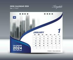 Januar 2024 - - Kalender 2024 Vorlage Vektor, Schreibtisch Kalender 2024 Design, Mauer Kalender Vorlage, Planer, Poster, Design Fachmann Kalender Vektor, Veranstalter, Inspiration kreativ Drucken vektor