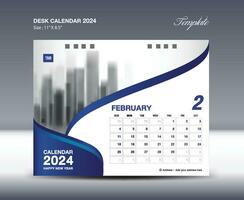 Februar 2024 - - Kalender 2024 Vorlage Vektor, Schreibtisch Kalender 2024 Design, Mauer Kalender Vorlage, Planer, Poster, Design Fachmann Kalender Vektor, Veranstalter, Inspiration kreativ Drucken vektor