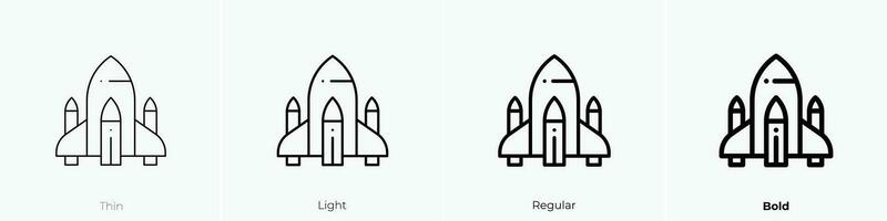 shuttle ikon. tunn, ljus, regelbunden och djärv stil design isolerat på vit bakgrund vektor