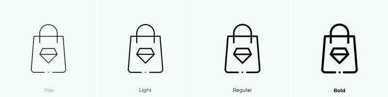 Einkaufen Tasche Symbol. dünn, Licht, regulär und Fett gedruckt Stil Design isoliert auf Weiß Hintergrund vektor