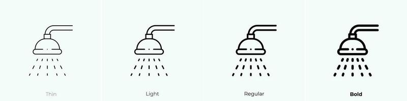 Dusche Symbol. dünn, Licht, regulär und Fett gedruckt Stil Design isoliert auf Weiß Hintergrund vektor