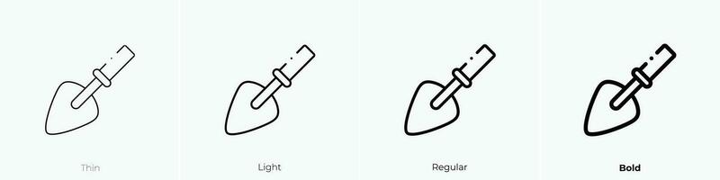 Schaufel Symbol. dünn, Licht, regulär und Fett gedruckt Stil Design isoliert auf Weiß Hintergrund vektor