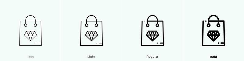 Einkaufen Tasche Symbol. dünn, Licht, regulär und Fett gedruckt Stil Design isoliert auf Weiß Hintergrund vektor