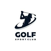 Golf Logo schwingen und schlagen das Ball vektor