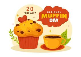 National Muffin Tag Vektor Illustration auf Februar 20 .. mit Schokolade Chip Essen klassisch Muffins köstlich im eben Karikatur Illustration