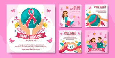 AIDS Tag Sozial Medien Post eben Karikatur Hand gezeichnet Vorlagen Hintergrund Illustration vektor