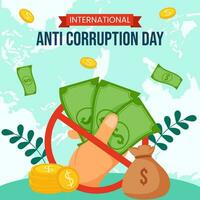 Anti Korruption Tag Sozial Medien Illustration eben Karikatur Hand gezeichnet Vorlagen Hintergrund vektor