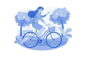 flicka ridning en cykel illustration begrepp på en vit bakgrund vektor