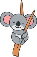 söt koala innehav en trä- pinne. vektor illustration i tecknad serie stil.