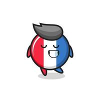 Frankrike flagga märke tecknad illustration med ett blygt uttryck vektor