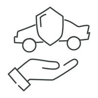 Auto Schutz Symbol, Pflege und Sicherheit zum das Automobil, Auto mit Schild Symbol, Logo Auto Versicherung, dünn Linie Netz Symbol auf Weiß Hintergrund - - editierbar Schlaganfall Vektor Illustration Folge10.