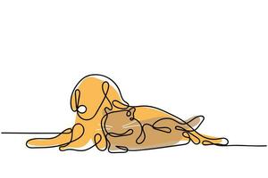kontinuerlig linje konst av en katt och hund. begrepp av udda vänskap. affisch design. vektor