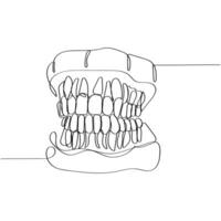 kontinuerlig linje konst av ortodontisk behandling. tandläkare dag och respekt för deras tjänster till mänskligheten vektor