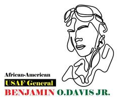 afrikansk amerikan hjälte benjamin o.davis jr. svart historia månad konst. vektor