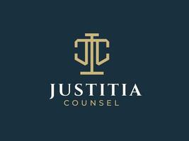 elegant Logo Konzept zum Gerechtigkeit, Gesetz, und Buchhaltung vektor