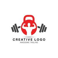 Fitnessstudio Logo Design Symbol mit sperren vektor