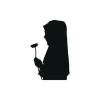 Muslim Frauen mit ein Blume im Hand vektor