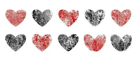 fingeravtryck hjärtan, kärlek ikoner av finger grafik vektor
