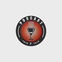 Podcast Emblem Logo Jahrgang Vektor Illustration Vorlage Symbol Grafik Design