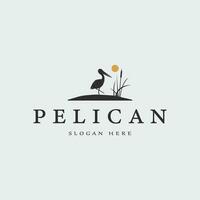 Pelikan Vogel Logo Jahrgang Vektor Illustration Vorlage Symbol Grafik Design