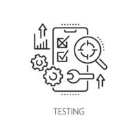 testning, webb app utveckla och optimering ikon vektor