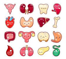 Karikatur krank, ungesund Körper Organ Zeichen vektor