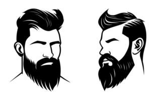 Pompadour Frisur mit Bart Silhouette Clip Art, modisch stilvoll männlich Haarschnitt Silhouetten vektor