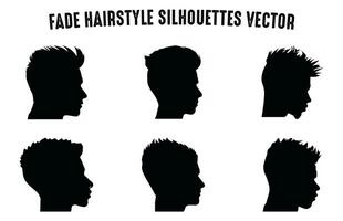 blekna frisyr silhuett ClipArt bunt, män hår skära vektor uppsättning, trendig eleganta manlig frisyr silhuetter