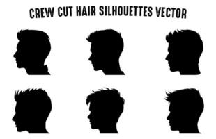 Besatzung Haarschnitt Silhouette Clip Art bündeln, Männer Haar Schnitt Vektor Satz, modisch stilvoll männlich Frisur Silhouetten