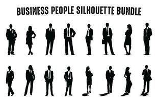 Geschäft Menschen Vektor Silhouetten Satz, korporativ Männer und Frauen Silhouette bündeln