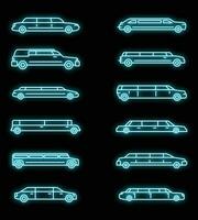 Hochzeit Limousine Symbole einstellen Vektor Neon-