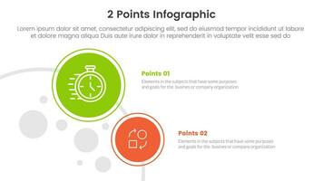 gegen oder vergleichen Sie und Vergleich Konzept zum Infografik Vorlage Banner mit groß und klein Kreis mit zwei Punkt aufführen Information Vektor