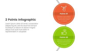 gegen oder vergleichen Sie und Vergleich Konzept zum Infografik Vorlage Banner mit groß Kreis Vertikale mit zwei Punkt aufführen Information Vektor