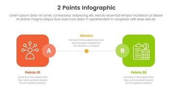 gegen oder vergleichen Sie und Vergleich Konzept zum Infografik Vorlage Banner mit runden Platz Box Seite durch Seite mit zwei Punkt aufführen Information Vektor