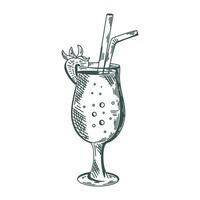 cocktail dryck hand gravyr isolerat vektor illustration