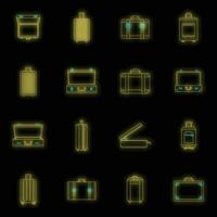 Koffer Reise Gepäck Symbole einstellen Vektor Neon-