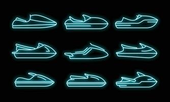 Rennen Jet Ski Symbole einstellen Vektor Neon-
