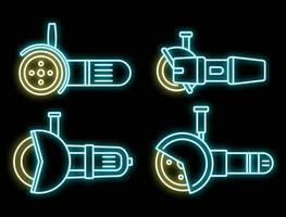 elektrisch Winkel Schleifer Symbol einstellen Vektor Neon-