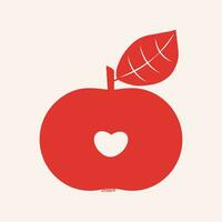 röd äpple med en hjärtformade Skära ut. vektor