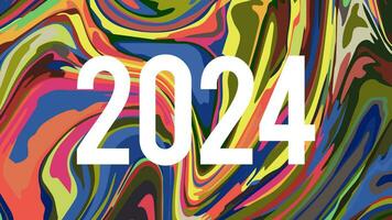2024 vektor baner bakgrund design i psychedelic virvla runt färgrik effekt