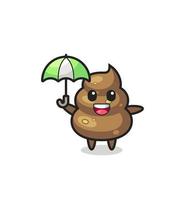 süße Poop-Illustration mit einem Regenschirm vektor