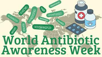 värld antibiotikum medvetenhet vecka vektor