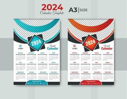 2024 ny år rena kalender mall vektor