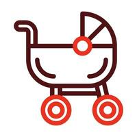 Kinderwagen dick Linie zwei Farben Symbol Design vektor